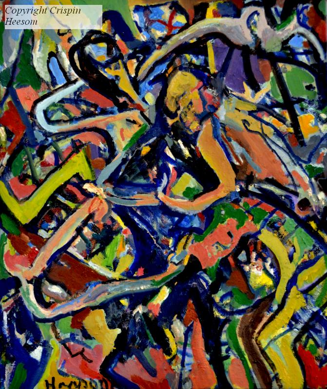 Grapple, painting by Crispin Heesom