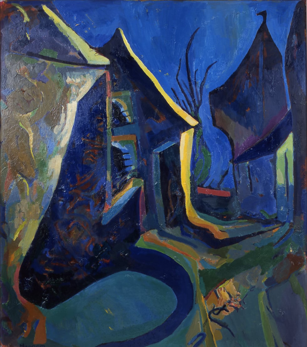 Mill Lane shadows, painting by Crispin Heesom